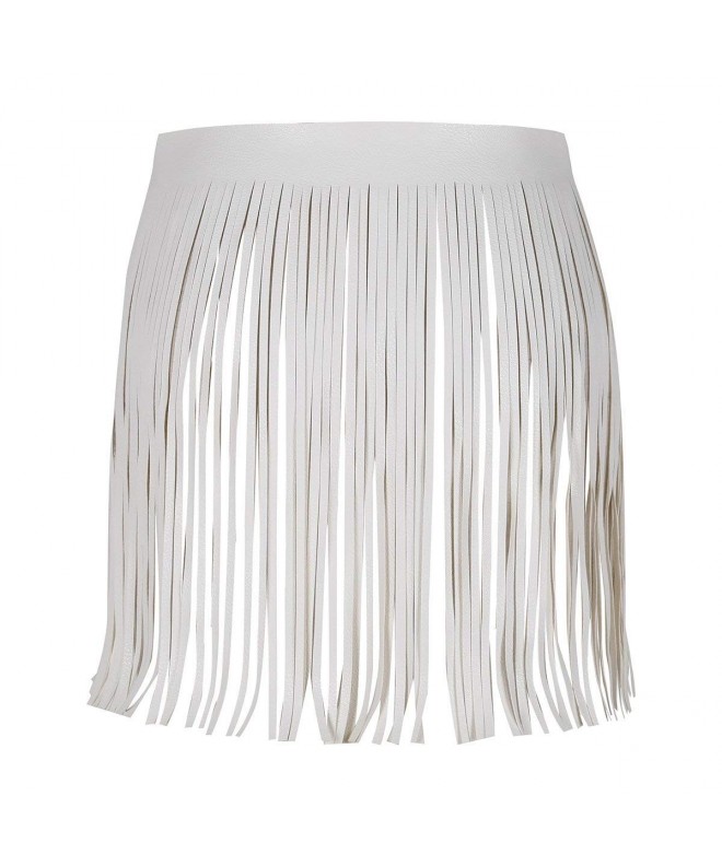 Women's Adjustable Faux Leather Waistband Fringe Tassel Skirt Belt ...