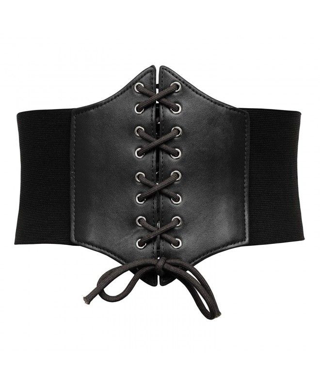 Lace-up Cinch Belt Gothic Steampunk Corset Elastic Waist Belt - Black ...