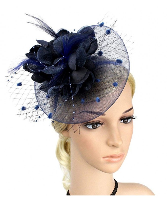 Women Feather Flower Barrette Fascinator Hat with a Hair Hoop Headband ...